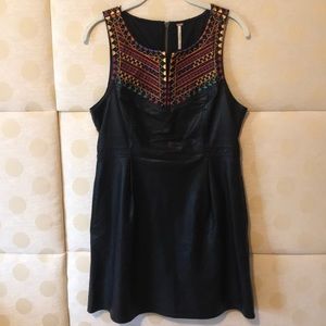 Embroidered Vegan Leather Free People Dress